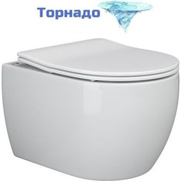 Унитаз подвесной безободковый Ceramicanova Play Rimless CN3001 (система смыва Торнадо) с крышкой микролифт, Цвет производителя: белый - фото 