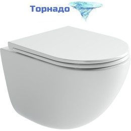 Унитаз подвесной безободковый Ceramicanova Vogue CN4008T (система смыва Торнадо) с крышкой микролифт, Цвет производителя: белый - фото 