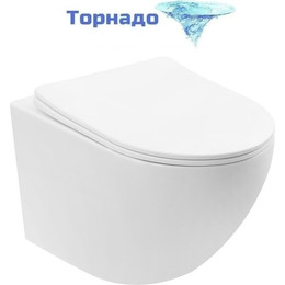 Унитаз подвесной безободковый Abber Bequem AC1100TMW с крышкой микролифт, белый матовый (система смыва Торнадо), Цвет производителя: белый матовый - фото 