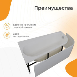 Ванна акриловая Радомир Прима 170x100x63 см L (в комплекте каркас и сифон) - фото 