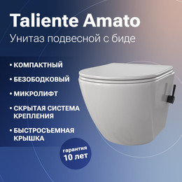 Унитаз-биде подвесной Taliente Amato AM25010 SMnero с крышкой микролифт - фото 