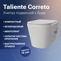 Унитаз-биде подвесной Taliente Correto CR25200 SMcromo с крышкой микролифт - фото 