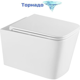 Унитаз подвесной безободковый Grossman GR-4441SQ с крышкой микролифт (Система смыва торнадо), Цвет производителя: белый - фото 