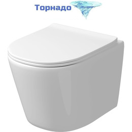 Унитаз подвесной безободковый Grossman GR-4477SQ с крышкой микролифт (Система смыва торнадо) - фото 