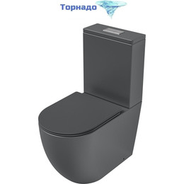 Унитаз-компакт безободковый Grossman GR-4494GMSQ с крышкой микролифт, серый матовый (Система смыва торнадо), Цвет производителя: серый матовый - фото 