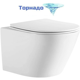Унитаз подвесной безободковый Aquatek Либерти AQ1999T-00 с крышкой микролифт (система смыва Торнадо) - фото 