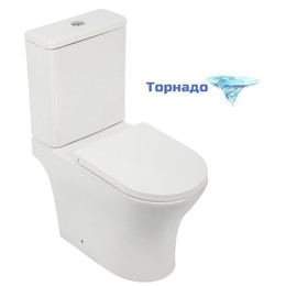 Унитаз-компакт безободковый AN Link с крышкой микролифт (система смыва Торнадо) - фото 
