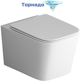 Унитаз подвесной безободковый Grossman GR-4404MSQ с крышкой микролифт, белый матовый (Система смыва торнадо), Цвет производителя: белый матовый - фото 