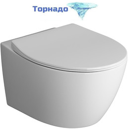 Унитаз подвесной безободковый Grossman GR-4405SQ с крышкой микролифт (Система смыва торнадо) - фото 
