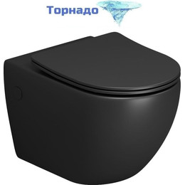 Унитаз подвесной безободковый Grossman GR-4411BMSQ с крышкой микролифт, чёрный матовый (Система смыва торнадо), Цвет производителя: чёрный матовый - фото 