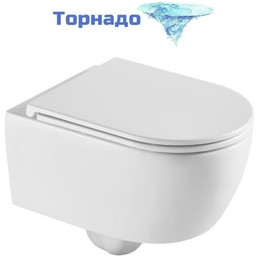 Унитаз подвесной безободковый Grossman GR-4415SQ с крышкой микролифт (Система смыва торнадо) - фото 