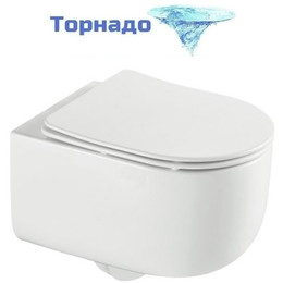 Унитаз подвесной безободковый Grossman GR-4416SQ с крышкой микролифт (Система смыва торнадо) - фото 
