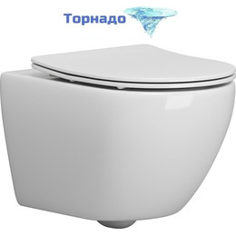 Унитаз подвесной безободковый Grossman GR-4457SQ с крышкой микролифт (Система смыва торнадо), Цвет производителя: белый - фото 