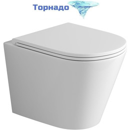Унитаз подвесной безободковый Grossman GR-4478SQ с крышкой микролифт (Система смыва торнадо), Цвет производителя: белый - фото 