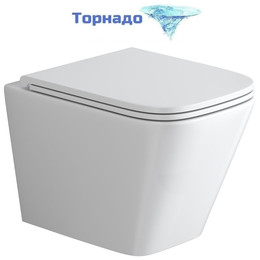 Унитаз подвесной безободковый Grossman GR-4479SQ с крышкой микролифт (Система смыва торнадо) - фото 