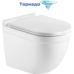 Унитаз подвесной безободковый Grossman GR-4483SQ с крышкой микролифт, белый глянцевый (Система смыва торнадо), Цвет производителя: белый глянцевый - фото 