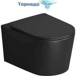 Унитаз подвесной безободковый Grossman GR-4499BMSQ с крышкой микролифт, чёрный матовый (Система смыва торнадо), Цвет производителя: чёрный матовый - фото 