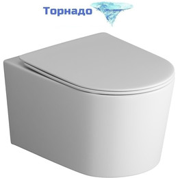 Унитаз подвесной безободковый Grossman GR-4499MSQ с крышкой микролифт, белый матовый (Система смыва торнадо), Цвет производителя: белый матовый - фото 