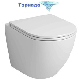 Унитаз подвесной безободковый Grossman GR-4455SQ с крышкой микролифт, белый глянцевый (Система смыва торнадо) - фото 