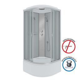 Душевая кабина Niagara Classic NG-2307-14 80х80х215 см, высокий поддон (40см), стекло матовое, профиль серебро (безсиликоновая сборка) - фото 