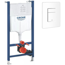 Инсталляция для подвесного унитаза Grohe Solido 38971000T (кнопка смыва белая 38966SH0T) - фото 