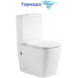 Унитаз-компакт безободковый Sole Rif Turbo с тонкой крышкой микролифт (система смыва Торнадо) - фото 