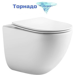 Унитаз подвесной безободковый Aquatek Гелиос AQ1993T-00 с тонкой крышкой микролифт, с полностью закрытым гидрозатвором (система смыва Торнадо) - фото 