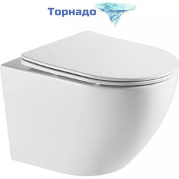 Унитаз подвесной безободковый Azario Grado AZ-0046-UQ3 с крышкой микролифт (Система смыва торнадо), Цвет производителя: белый - фото 