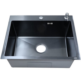 Кухонная мойка Azario Nicole AZB5050H1 (сифон, дозатор и коландер в комплекте) чёрный соты - фото 