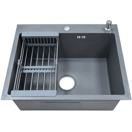 Кухонная мойка Azario Nicole AZG5050N (сифон, дозатор и коландер в комплекте) серый - фото 