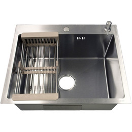 Кухонная мойка Azario Nicole AZS6050N (сифон, дозатор и коландер в комплекте) серебро - фото 