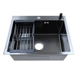 Кухонная мойка Azario Nicole AZB6050N (сифон, дозатор и коландер в комплекте) чёрный - фото 