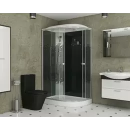 Душевая кабина Niagara Eco 120x80 см NG-4512-14L BLACK, с мелким поддоном 13 см, профиль хром, стекло тонированное (безсиликоновая сборка) - фото 