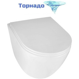 Унитаз подвесной безободковый Azario Eclat AZ-2381-A с тонкой крышкой микролифт (Система смыва Торнадо) - фото 