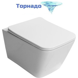 Унитаз подвесной Azario Indor AZ-9004WT с тонкой крышкой микролифт (Система смыва Торнадо) - фото 