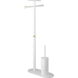 Стойка с полотенцедержателем и ёршиком Boheme Venturo 10953-W-G, цвет белый - фото 