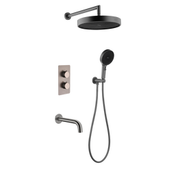 Душевая система для ванны с термостатом Boheme Cell 427-GM  + 134-3-GM + 625-GM (со скрытой частью) графит - фото 