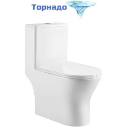 Унитаз-моноблок безободковый Aquatek Гелиос AQ2816T-00 с тонкой крышкой микролифт - фото 