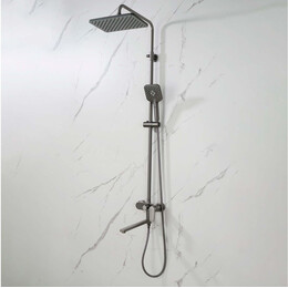 Душевая стойка с длинным, поворотным изливом Aquatek Ника AQ2840BGM, оружейная сталь - фото 