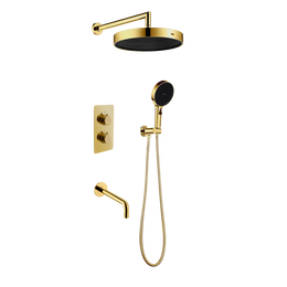 Душевая система для ванны с термостатом Boheme Cell 427-G  + 134-3-G + 625-G (со скрытой частью) золото - фото 