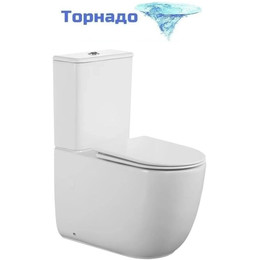 Унитаз-компакт безободковый Cerutti SPA Mirko 11090 с тонкой крышкой микролифт (система смыва Торнадо) - фото 