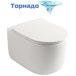 Унитаз подвесной безободковый SantiLine SL-5006 с тонкой крышкой микролифт (система смыва Торнадо) - фото 