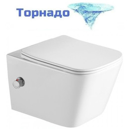 Унитаз-биде подвесной безободковый SantiLine SL-5007T-SM/BD с тонкой крышкой микролифт (система смыва Торнадо) - фото 