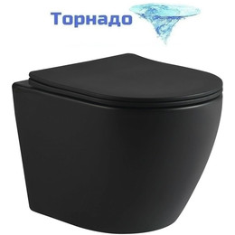 Унитаз подвесной безободковый SantiLine SL-5025MB с тонкой крышкой микролифт (система смыва Торнадо) - фото 