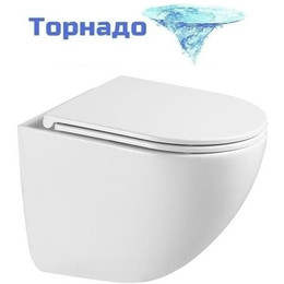 Унитаз подвесной безободковый SantiLine SL-5025Z с тонкой крышкой микролифт (система смыва Торнадо) - фото 