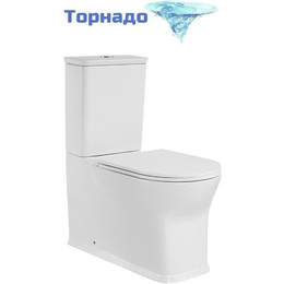 Унитаз-компакт безободковый SantiLine SL-5042 с тонкой крышкой микролифт (система смыва Торнадо) - фото 