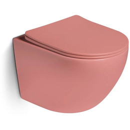 Унитаз подвесной безободковый SantiLine SL-5104 с тонкой крышкой микролифт, персиковый матовый - фото 