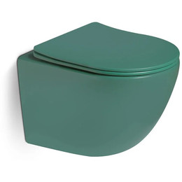 Унитаз подвесной безободковый SantiLine SL-5107 с тонкой крышкой микролифт, зелёный матовый - фото 