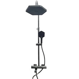 Душевая стойка с термостатом Haiba HB24726-3, оружейная сталь - фото 