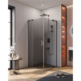 Душевое ограждение Cezares (80-90)x(100-110) SLIDER-AH-2-80/90-100/110-GRIGIO-GM (стекло 8 мм) оружейная сталь/тонированное - фото 